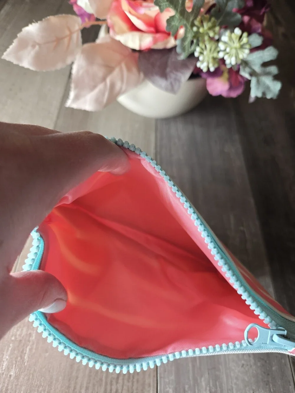 Nylon Striped Cosmetic Bag with C Patch